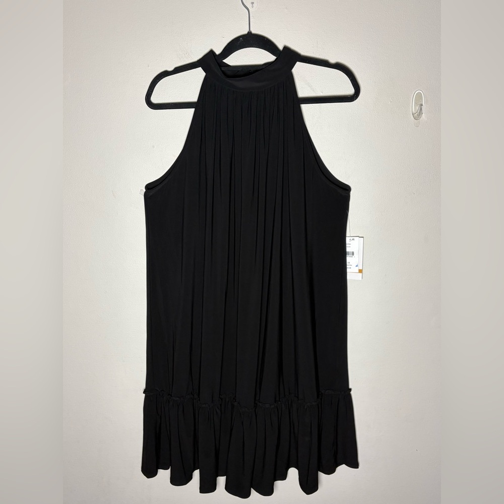 Julian Taylor Black Sleeveless Halter Dress Ruffled Hem Size 3x